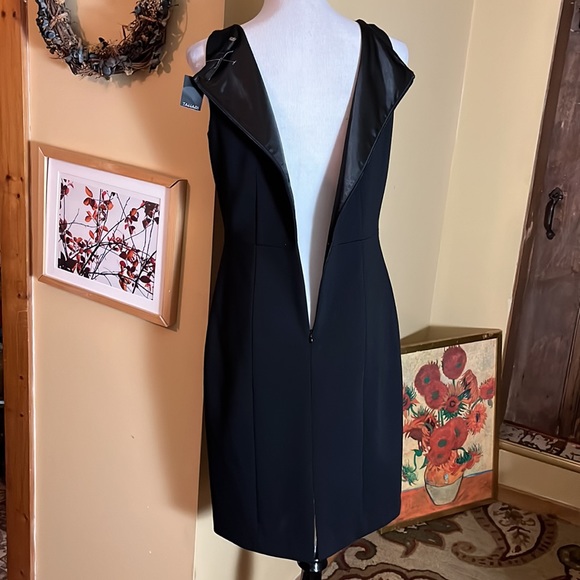 TAHARI Size 10 TRISTA Sheath DRESS  
V-Neck Textured Navy/Black Dress $329 NEW - Picture 10 of 16